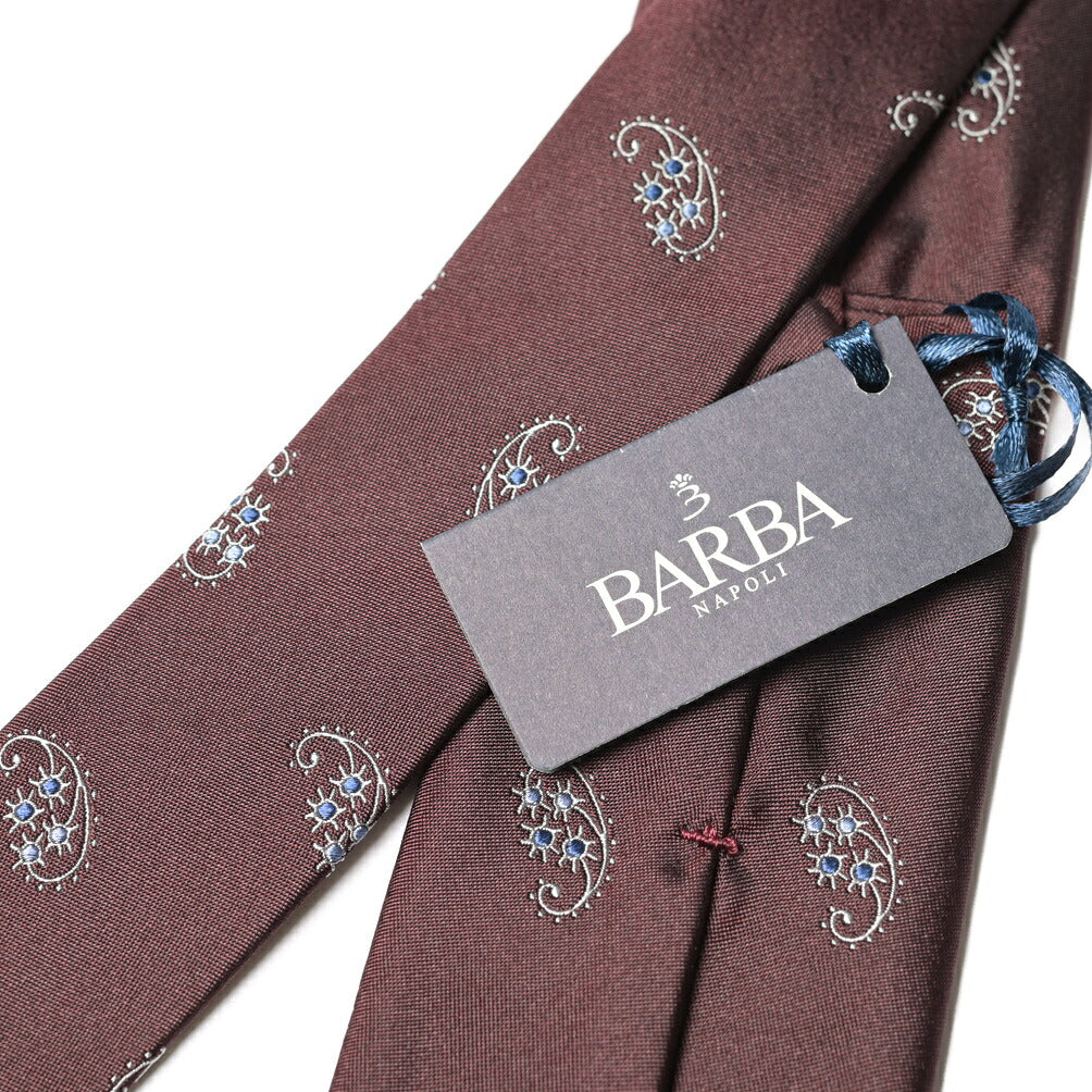 BARBA シルク100% ペイズリー柄ネクタイ（セッテピエゲ）