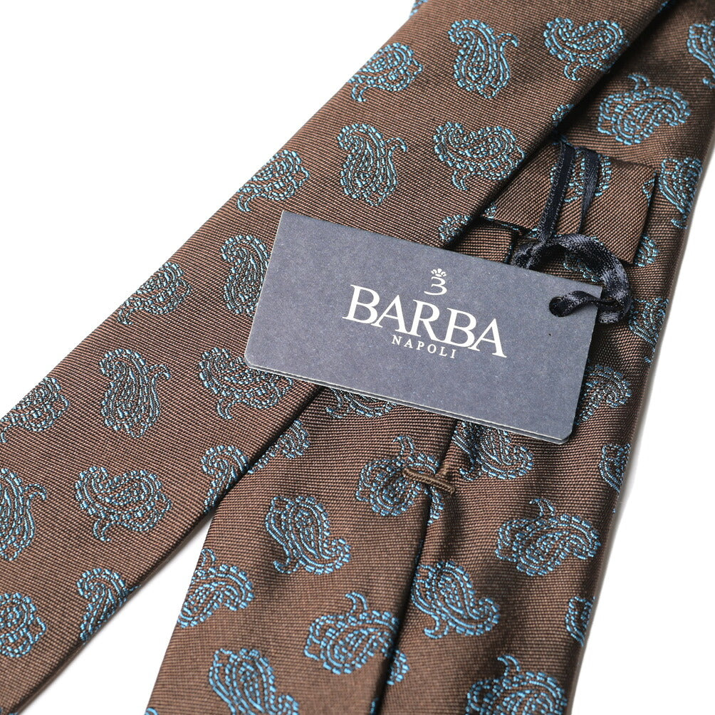 BARBA シルク100% ペイズリー柄ネクタイ（セッテピエゲ）