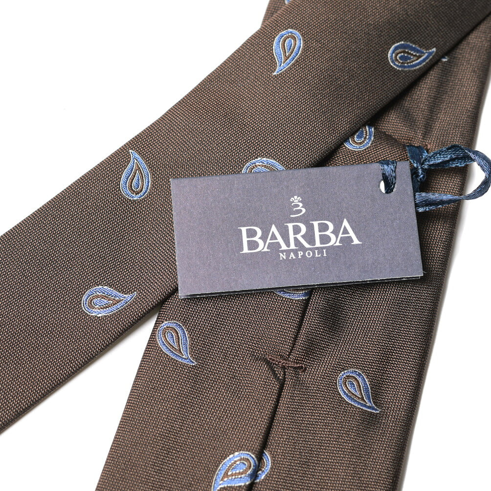 BARBA シルク100% ペイズリー柄ネクタイ（セッテピエゲ）