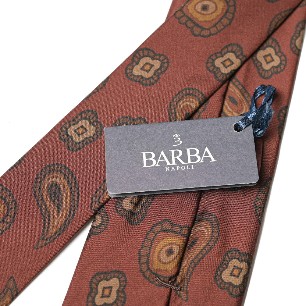 BARBA シルク100% ペイズリー柄ネクタイ（セッテピエゲ）