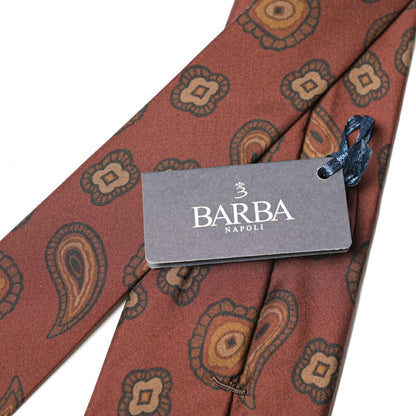 BARBA シルク100% ペイズリー柄ネクタイ（セッテピエゲ）