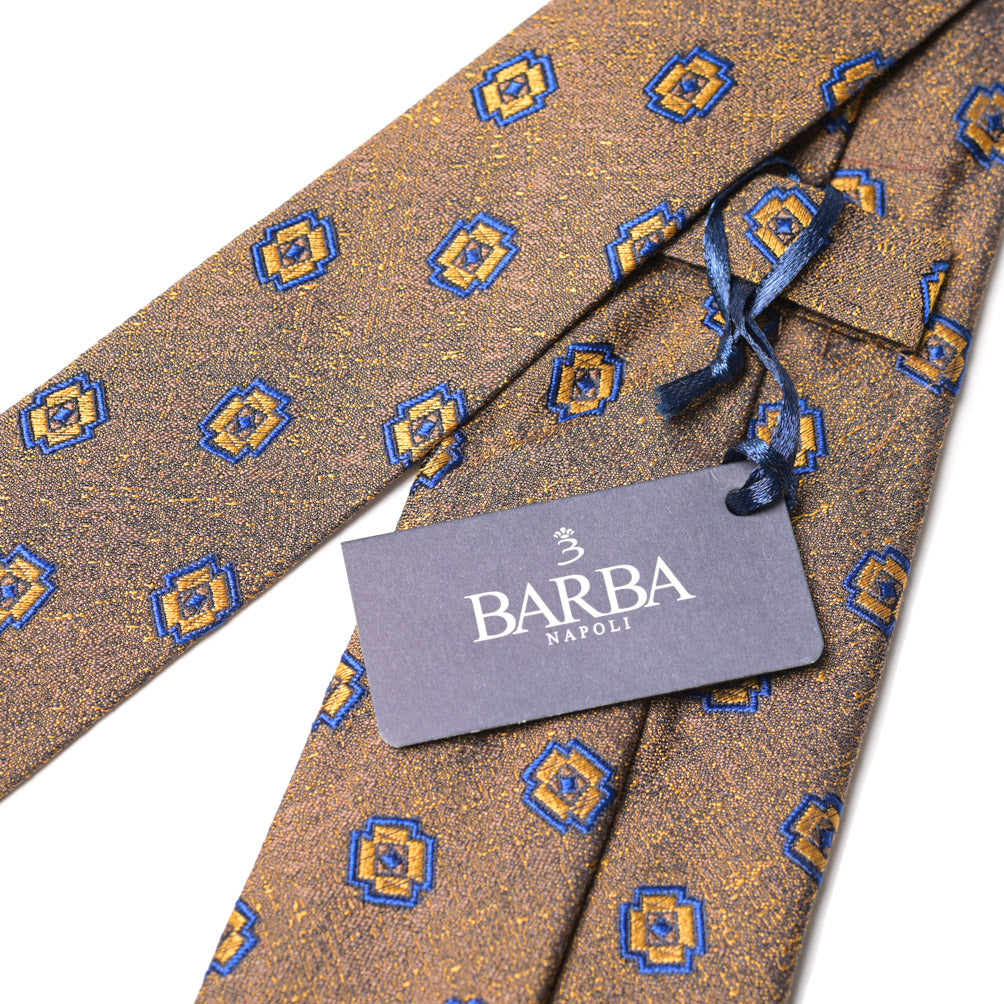 BARBA シルク100% 小紋柄ネクタイ（セッテピエゲ）