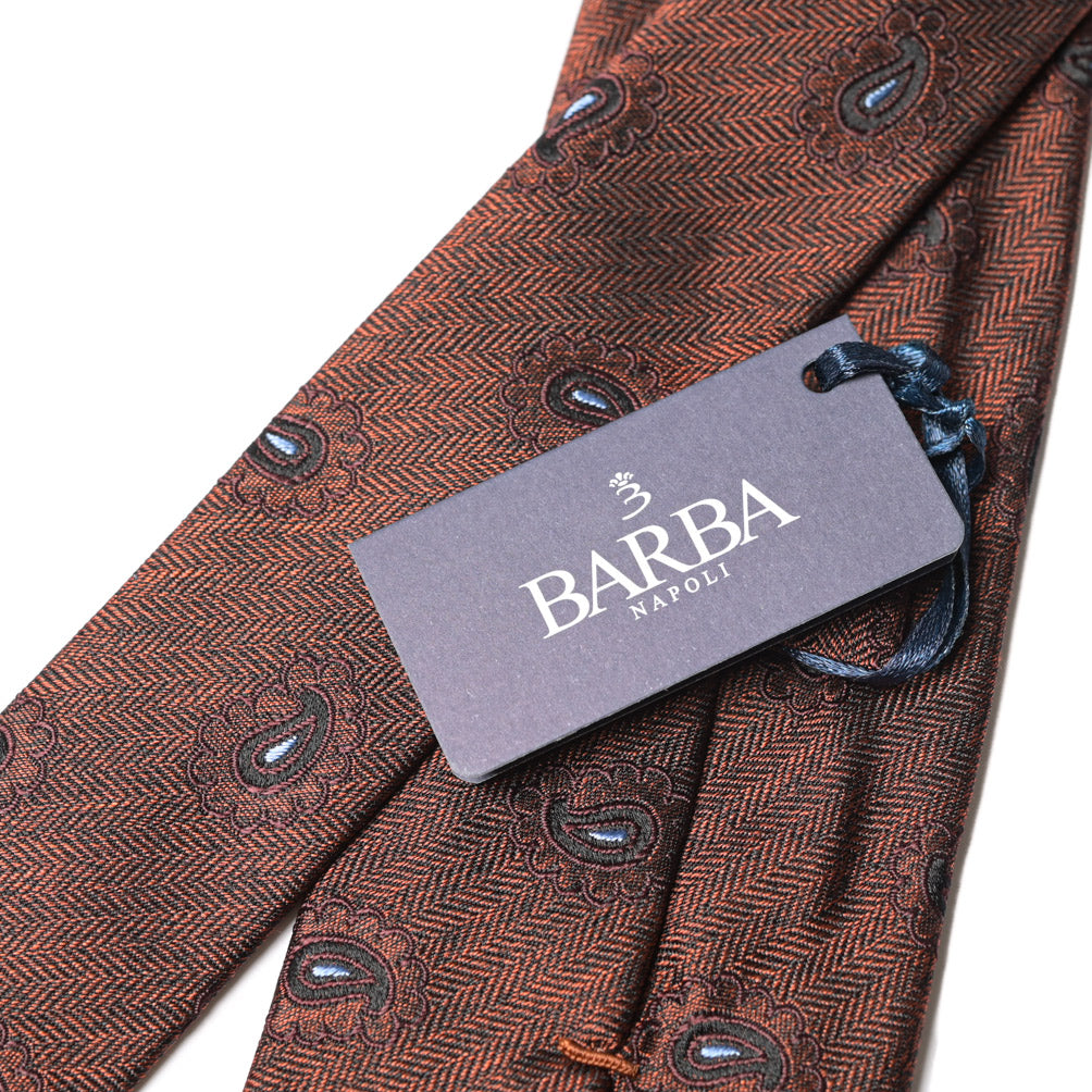 BARBA シルク100% ペイズリー柄ネクタイ（セッテピエゲ）