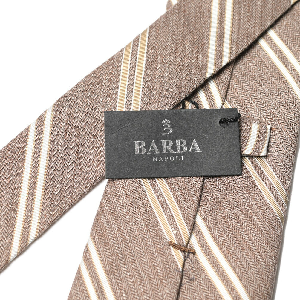 BARBA シルク混リネン レジメンタル柄ネクタイ（ワイドタイ）