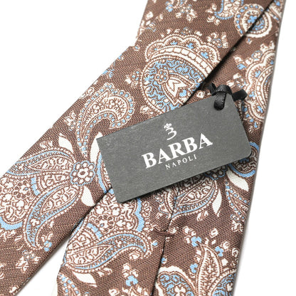 BARBA リネン混シルク ペイズリー柄ネクタイ（セッテピエゲ）