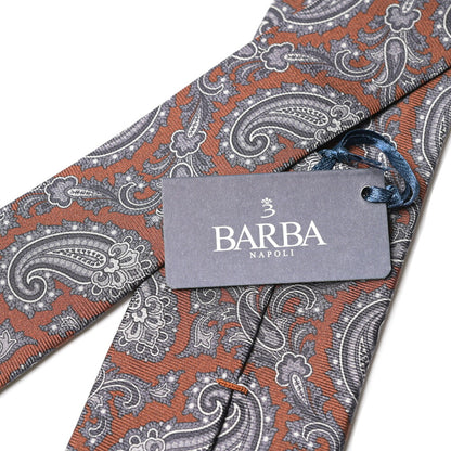 BARBA シルク100% ペイズリー柄ネクタイ（セッテピエゲ）
