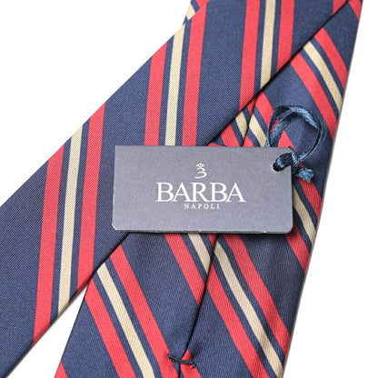 BARBA シルク100% レジメンタル柄ネクタイ（セッテピエゲ）