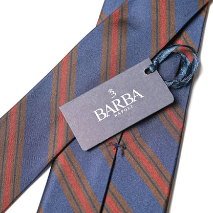 BARBA シルク100% レジメンタル柄ネクタイ（セッテピエゲ）