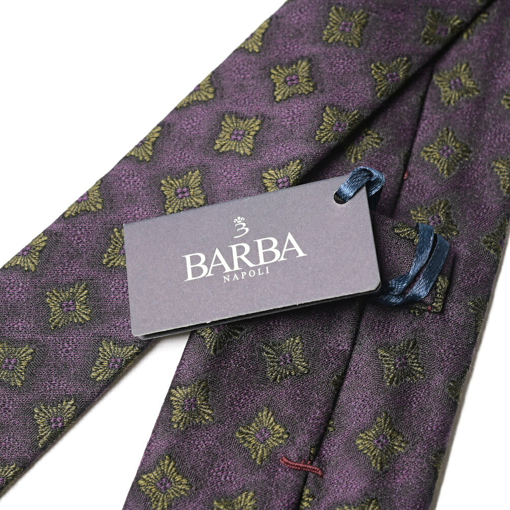 BARBA ウール混シルク 小紋柄ネクタイ（セッテピエゲ）