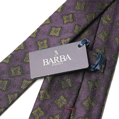 BARBA ウール混シルク 小紋柄ネクタイ（セッテピエゲ）