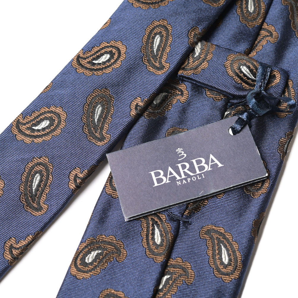 BARBA シルク100% ペイズリー柄ネクタイ（セッテピエゲ）