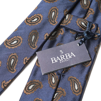 BARBA シルク100% ペイズリー柄ネクタイ（セッテピエゲ）