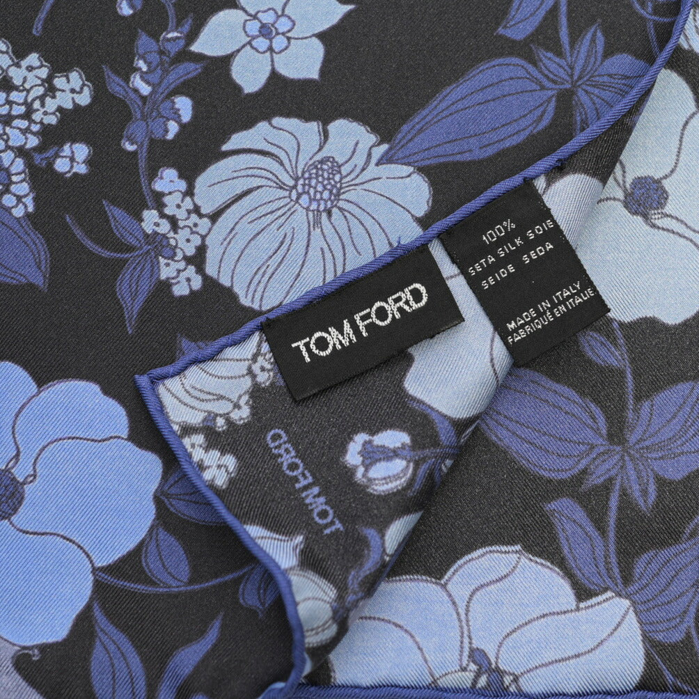 TOM FORD シルク100% 花柄ポケットチーフ