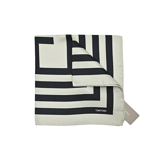 TOM FORD シルク100% 幾何柄ポケットチーフ