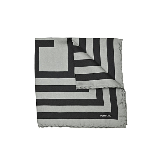 TOM FORD シルク100% 幾何柄ポケットチーフ