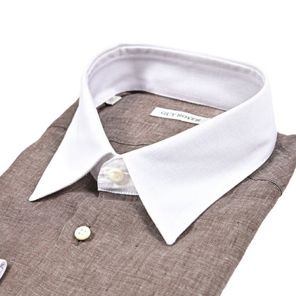 GUY ROVER リネン100% レギュラーカラークレリックシャツ