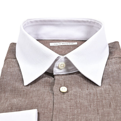 GUY ROVER リネン100% レギュラーカラークレリックシャツ