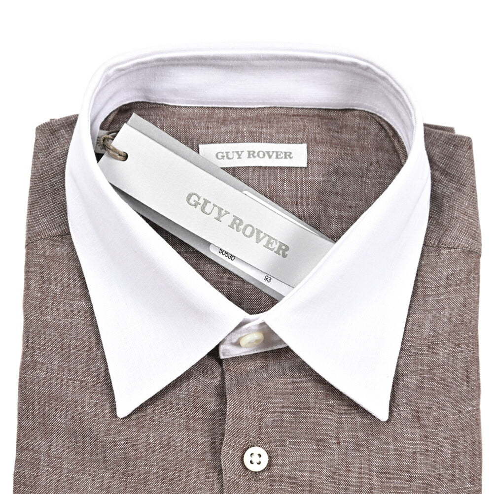 GUY ROVER リネン100% レギュラーカラークレリックシャツ