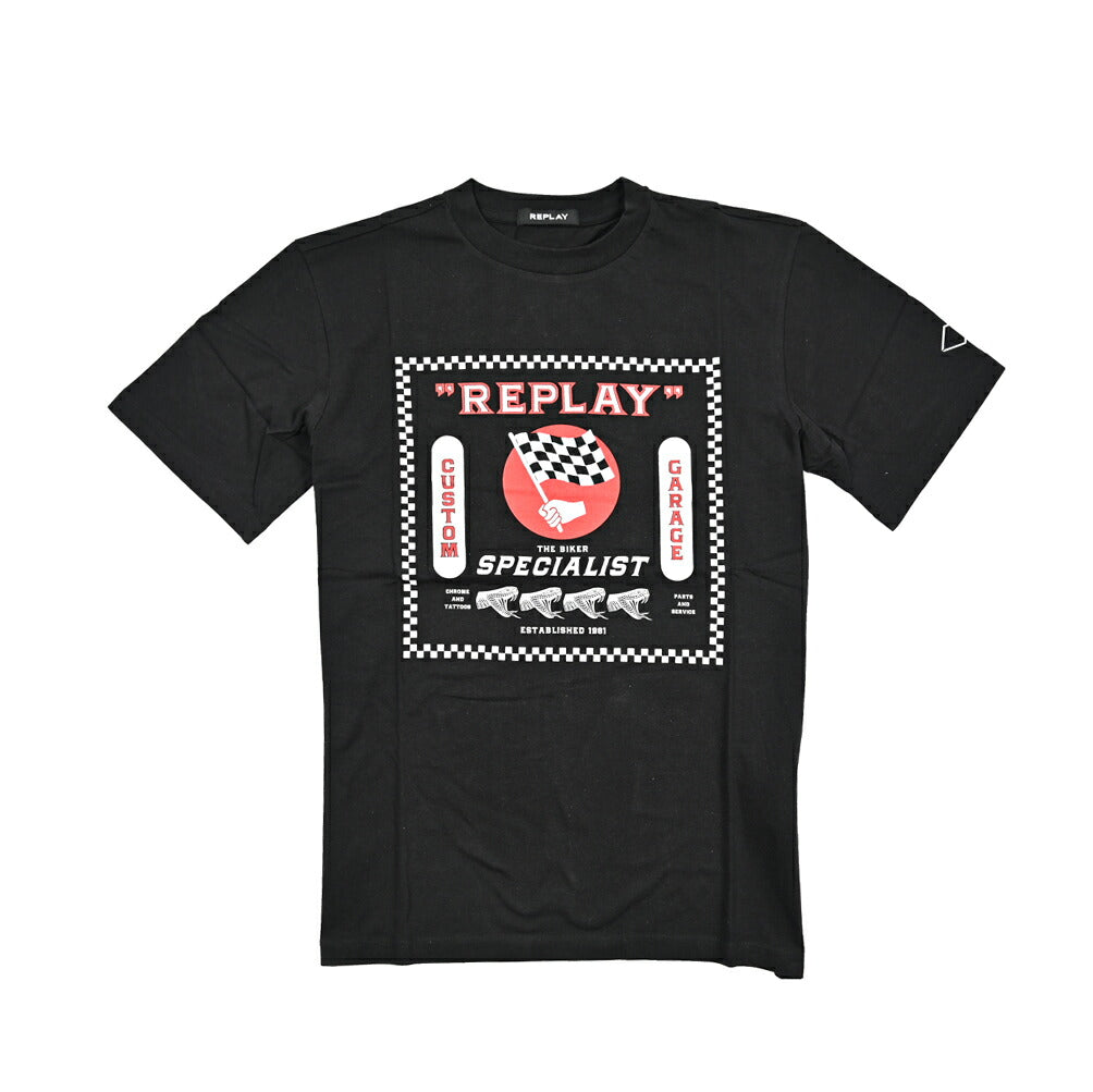 REPLAY コットン100% 半袖ロゴTシャツ
