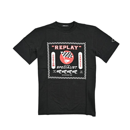 REPLAY コットン100% 半袖ロゴTシャツ