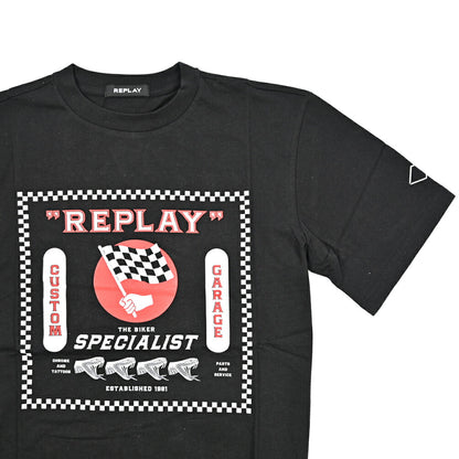 REPLAY コットン100% 半袖ロゴTシャツ
