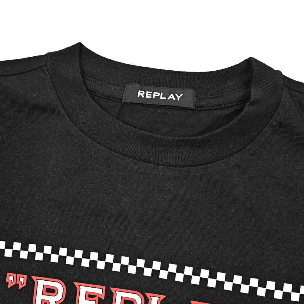 REPLAY コットン100% 半袖ロゴTシャツ