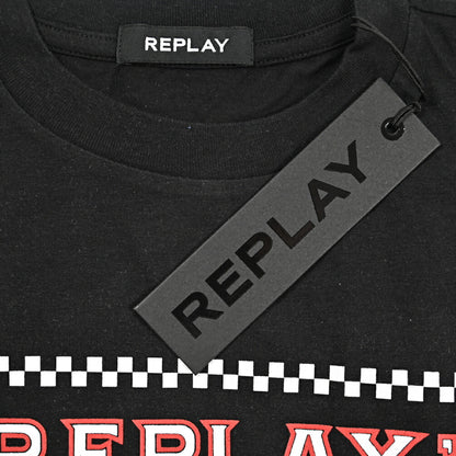 REPLAY コットン100% 半袖ロゴTシャツ