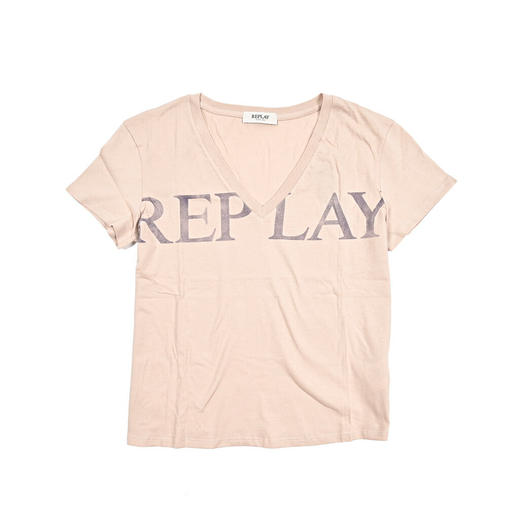REPLAY コットン100% Vネック半袖Tシャツ