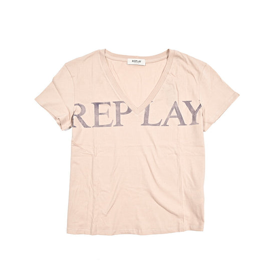 REPLAY コットン100% Vネック半袖Tシャツ