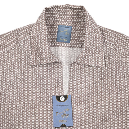 BARBA DANDYLIFE リネン100% 半袖プルオーバーシャツ 開襟シャツ