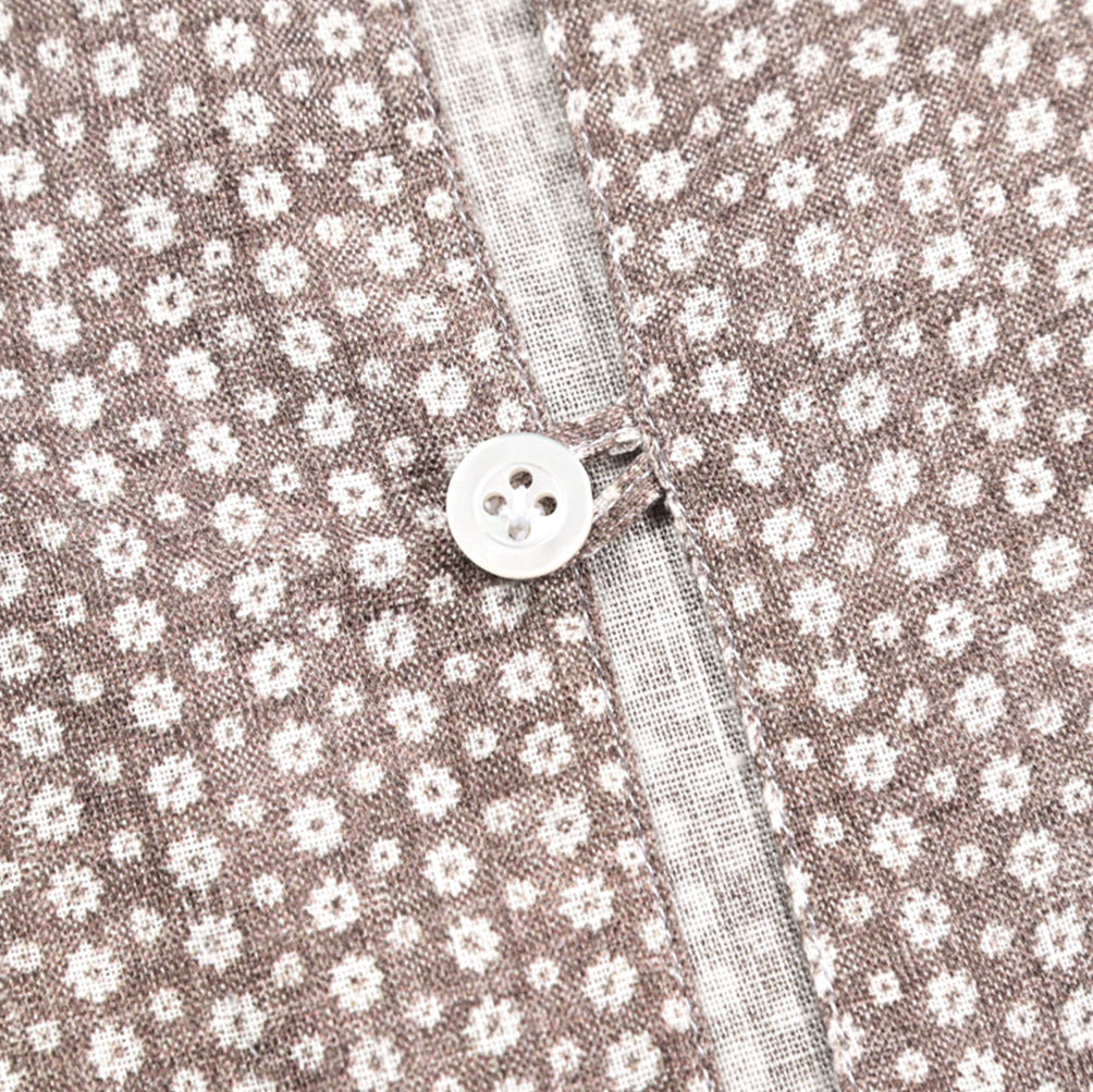 BARBA DANDYLIFE リネン100% 半袖プルオーバーシャツ 開襟シャツ