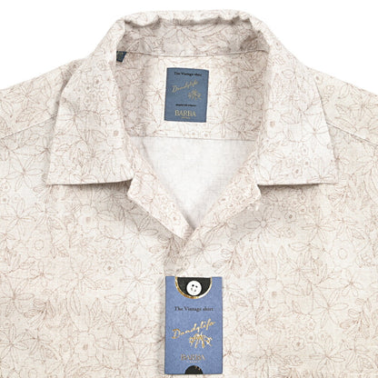 BARBA DANDYLIFE リネン混コットン 半袖オープンカラーシャツ 開襟シャツ