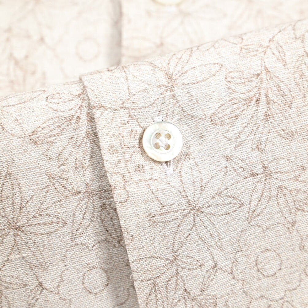 BARBA DANDYLIFE リネン混コットン 半袖オープンカラーシャツ 開襟シャツ