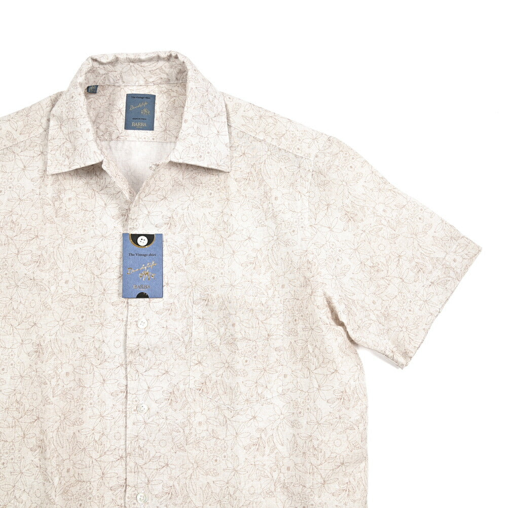 BARBA DANDYLIFE リネン混コットン 半袖オープンカラーシャツ 開襟シャツ