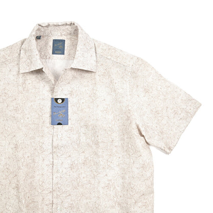 BARBA DANDYLIFE リネン混コットン 半袖オープンカラーシャツ 開襟シャツ