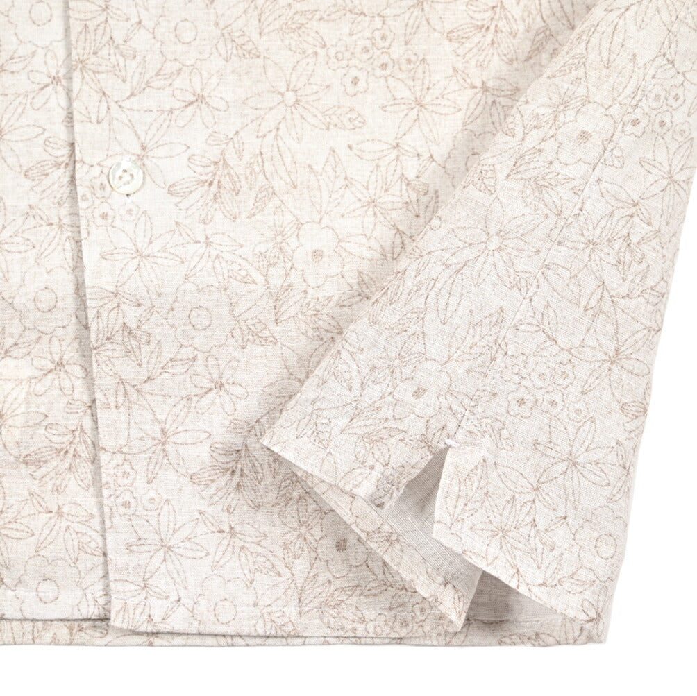 BARBA DANDYLIFE リネン混コットン 半袖オープンカラーシャツ 開襟シャツ