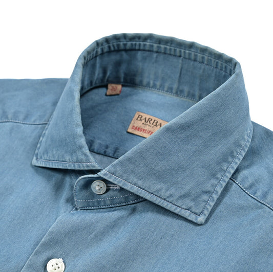 BARBA DANDYLIFE コットン100% ホリゾンタルカラーデニムシャツ