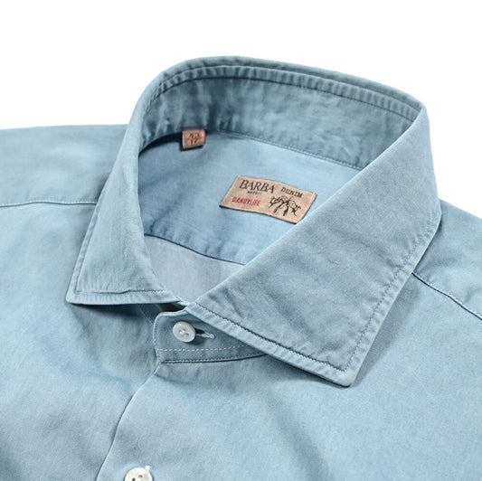 BARBA DANDYLIFE コットン100% ホリゾンタルカラーデニムシャツ