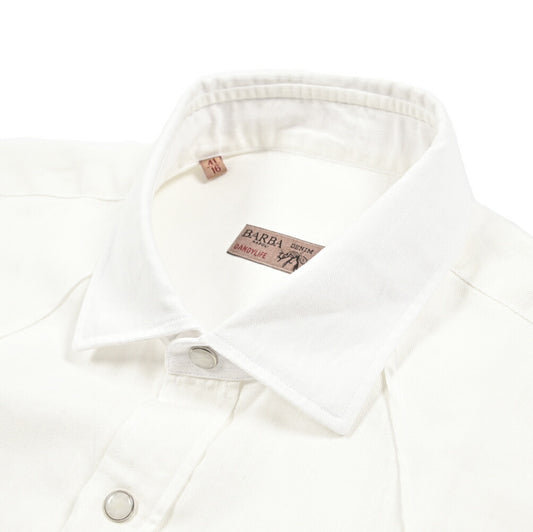 BARBA DANDYLIFE リネン混コットン ホリゾンタルカラーシャツ