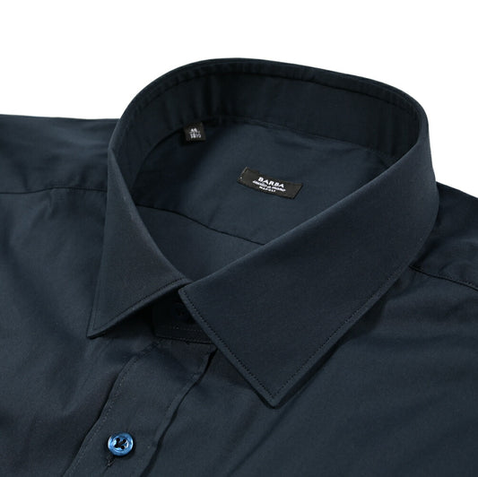 BARBA ストレッチコットン ホリゾンタルカラーシャツ