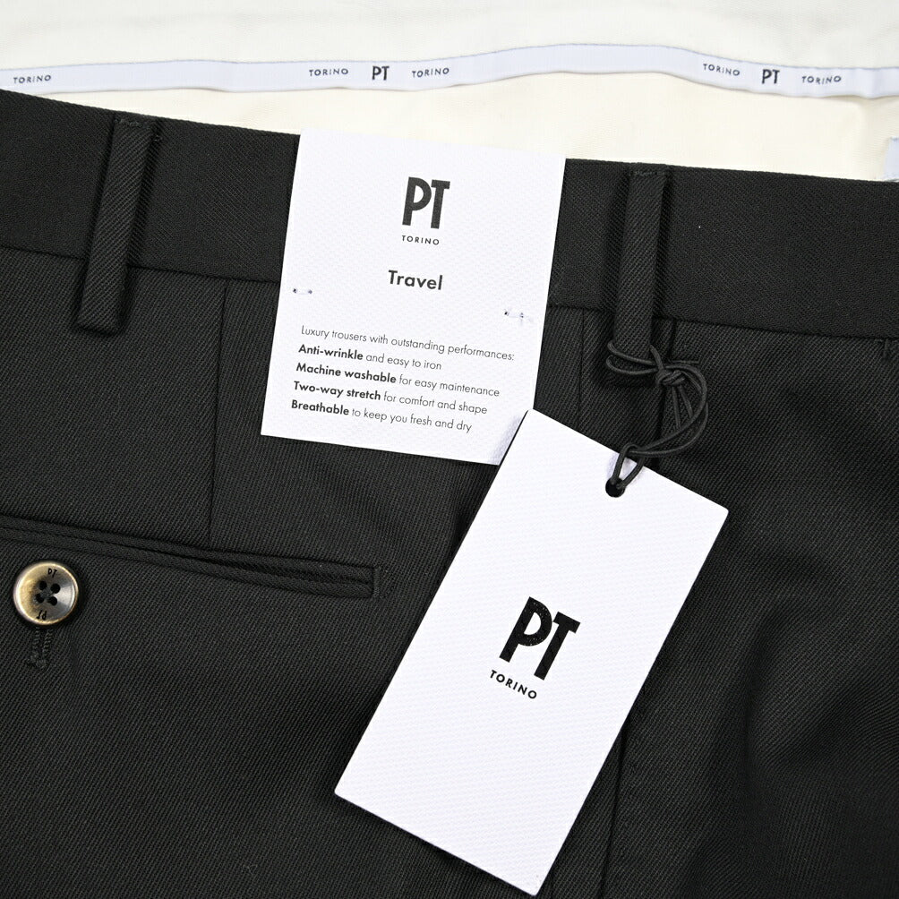 PT TORINO Travel “SUPERSLIM FIT” 高機能ストレッチウール ノータックスラックス / TECHNO WASHABLE WOOL