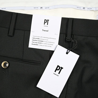 PT TORINO Travel “SUPERSLIM FIT” 高機能ストレッチウール ノータックスラックス / TECHNO WASHABLE WOOL