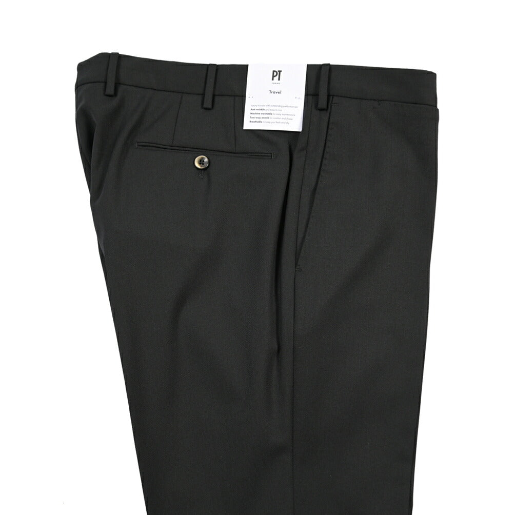 PT TORINO Travel “SUPERSLIM FIT” 高機能ストレッチウール ノータックスラックス / TECHNO WASHABLE WOOL