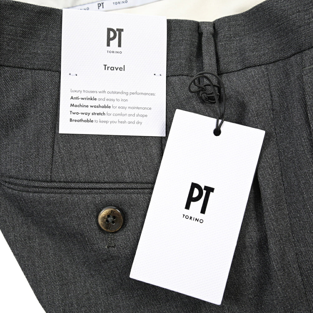 PT TORINO Travel “SUPERSLIM FIT” 高機能ストレッチウール ノータックスラックス / TECHNO WASHABLE WOOL