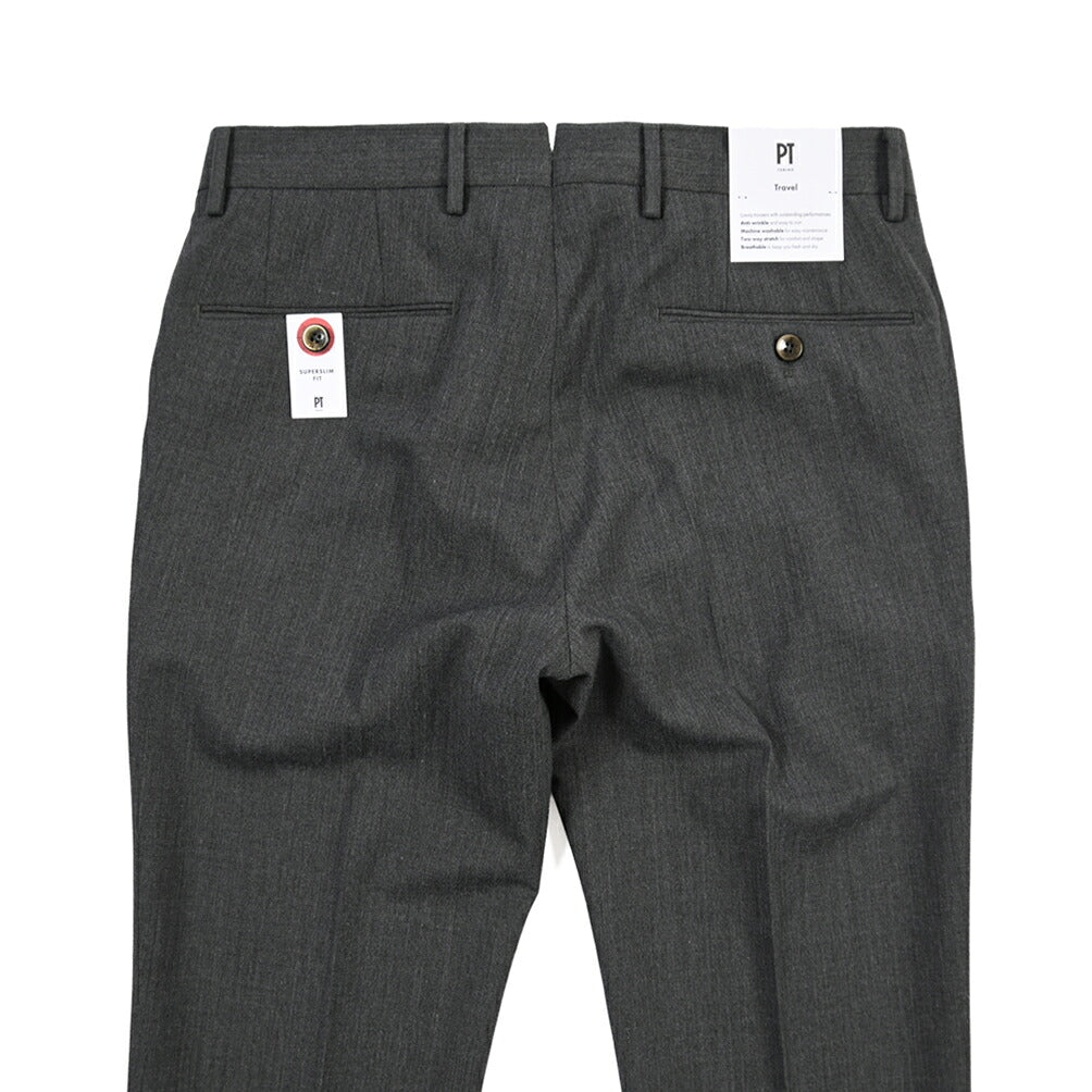 PT TORINO Travel “SUPERSLIM FIT” 高機能ストレッチウール ノータックスラックス / TECHNO WASHABLE WOOL