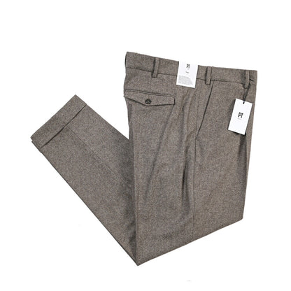 PT TORINO Edge “REBEL FIT” カシミヤ混ウール ワンタックヘリンボーンスラックス