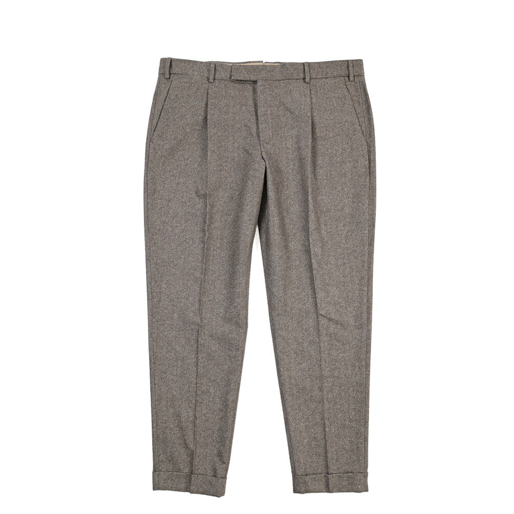 PT TORINO Edge “REBEL FIT” カシミヤ混ウール ワンタックヘリンボーンスラックス