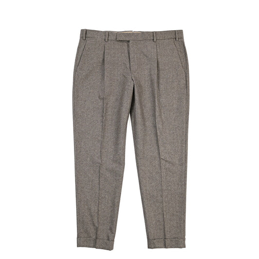 PT TORINO Edge “REBEL FIT” カシミヤ混ウール ワンタックヘリンボーンスラックス