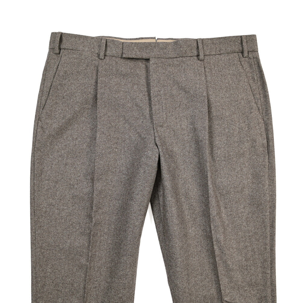 PT TORINO Edge “REBEL FIT” カシミヤ混ウール ワンタックヘリンボーンスラックス