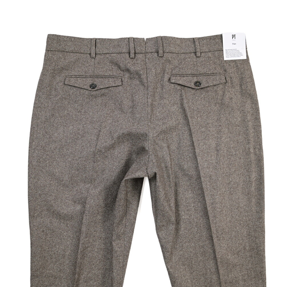 PT TORINO Edge “REBEL FIT” カシミヤ混ウール ワンタックヘリンボーンスラックス